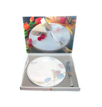 Mikasa Swiss Garden cheese platter with knife, box. Unused, open box. Made Japan - £48.02 GBP