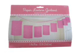 Paper Lantern Garland Bright Pink 1 Piece 12 ft Long Baby Shower Party - $6.76