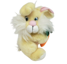 Vintage Yellow Bunny Rabbit W/ Carrot Stuffed Animal Plush Toy Lovey Made China - £29.61 GBP
