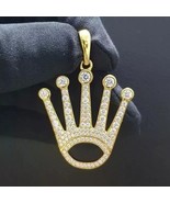 1.5Ct Round Cut Lab-Created Diamond Women&#39;s Crown Pendant 14K Yellow Gol... - $156.79