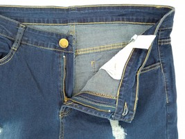 Fashion Jeans Men&#39;s Size 35&quot;W /XL NEW Blue Distressed Denim Skinny Stret... - £10.62 GBP