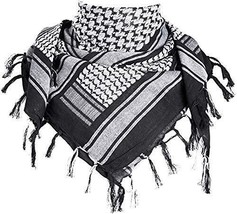 Boy&#39;s Cotton Arab Shemagh Desert Army for Head and Neck Scarves (White &amp; Black) - £15.26 GBP