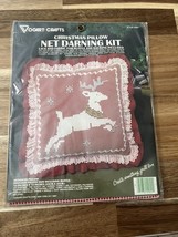 Vogart Christmas Pillow Net Darning Kit Reindeer Pillow Style 2941 14”x1... - $227.26 MXN