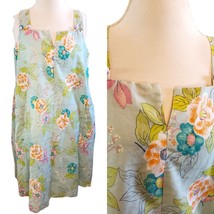 Vintage 70s M/L Floral Casual House Shift Dress Pocket Sleeveless Light ... - $28.94