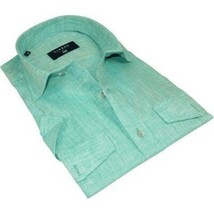 Men's Ciazzo Turkey 100% Linen Breathable Shirt Short Sleeves #Linen 63 Green image 5