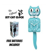 VIBRANT BLUE TURQUOISE KIT CAT CLOCK 15.5&quot; Free Battery USA MADE Kit-Cat... - €60,29 EUR