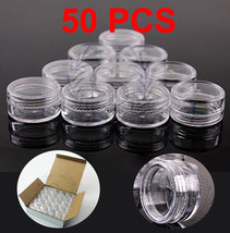 50 Pcs 3 Gram Clear Lid Jar Cosmetic Makeup Cream Pot Container Jewelry ... - $15.19