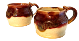 Fine Field Studio Art Pottery Set of 2 Soup Bowls w/Side Handles 16 oz 3... - $20.69