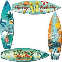 Tatuo 4 Pcs Surfboard Wall Hanging Sign Wooden Beach Decor Summer Themed - £13.55 GBP