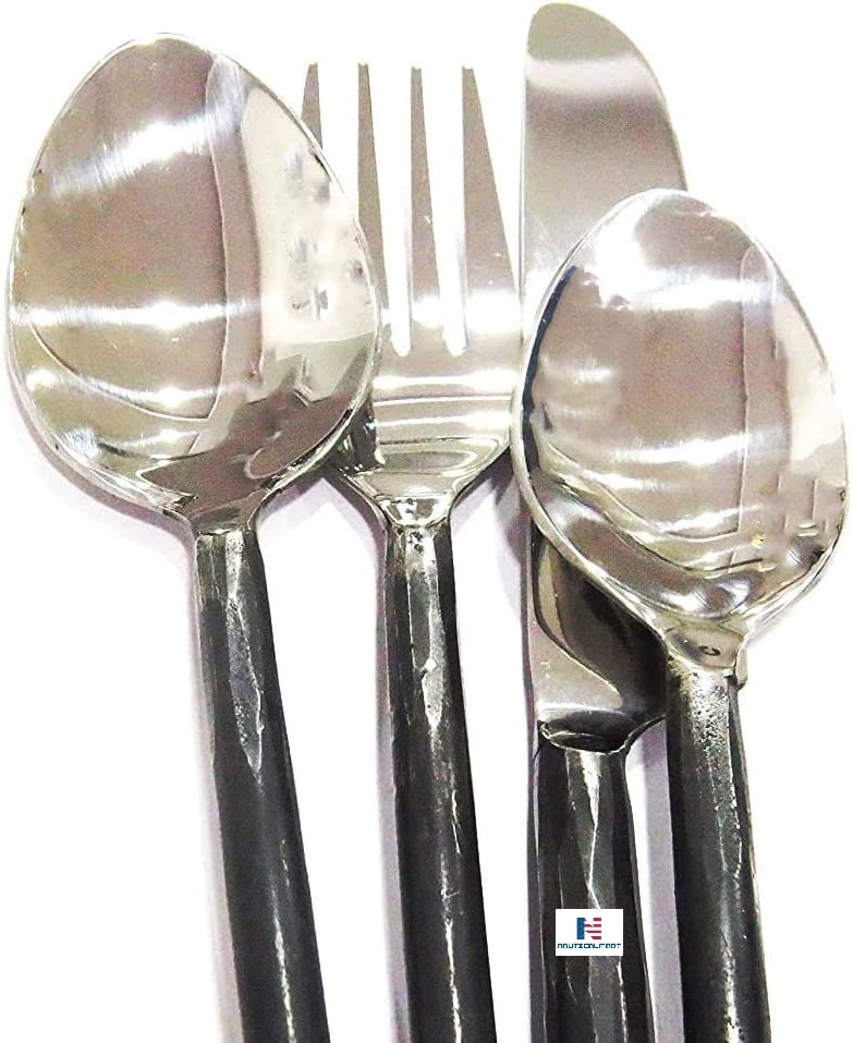 Rustic Flatware Fork Spoon Knife Hand Forged Dinner Set, Viking Cutlery,... - $29.00