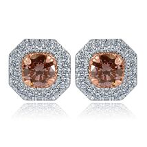 1.08 TCW Kunstdiamanten Grown Rund Vivid Pink Diamant Ohrstecker 14k Wei... - €790,31 EUR