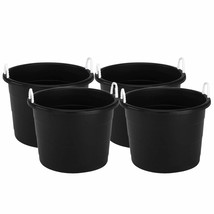 Plastic 17 Gallon Utility Storage Bucket Tub W/ Rope Handle, Black, 4 Pack - $185.15