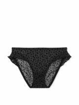 New Victoria&#39;s Secret Ruffle Sparkle Bikini Panty Black Flocked Star Sz M - £11.29 GBP