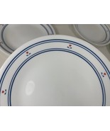 8 CORELLE Bread / Dessert/ Sandwich Snack Plates 6 3/4 in 4 Blue Rings +... - $21.78