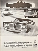 1964 Champion Spark Plugs / Chrysler Corporation VTG 1960&#39;s Print Ad - £9.06 GBP