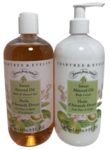 Crabtree &amp; Evelyn Sweet Almond Oil Shower Gel And Lotion-16.9 oz- - £28.18 GBP
