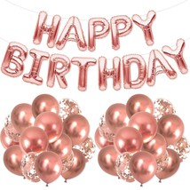 Rose Gold Happy Birthday Balloons 16Inch Letters Banner For 21St, 30Th, 40Th, 50 - $16.99