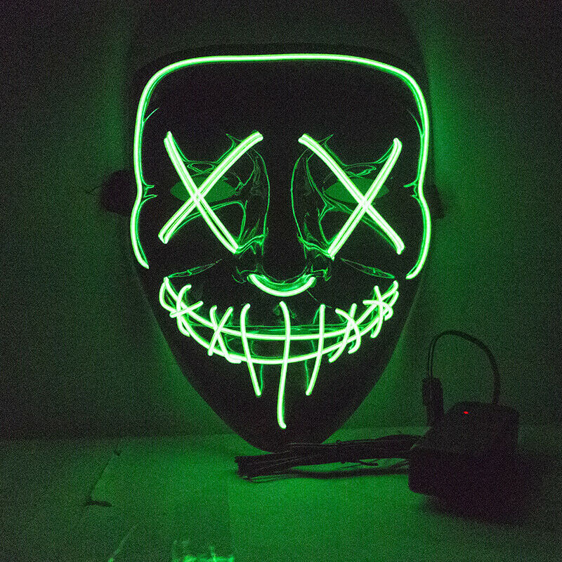 Halloween Light up Mask Purge EL Vandetta Rave Party LED Glow Mask GREEN - $14.99