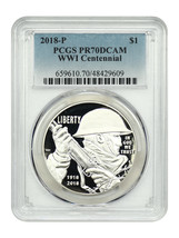 2018-P $1 WWI Centennial PCGS PR70DCAM - £101.53 GBP