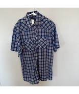 Wrangler Shirt Mens 2XL Pearl Snap Blue Plaid Western Cowboy - $16.52