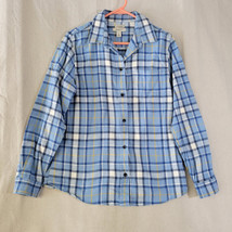 LL Bean Flannel Relaxed Fit Button Down Shirt Womens Large Blue - $17.72