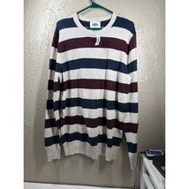 NWT Old Navy Men&#39;s Crewneck Rugby Sweater White Burgundy Navy Size Large - $408.81 MXN