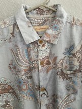 Tommy Bahama Shirt Mens XL Blue Paisley Short Sleeve Silk Camp Shirt read - $34.53