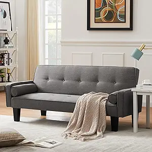 Modern Futon Sofa Bed, Convertible Folding Sofa Couch Loveseat Couch Liv... - £338.97 GBP