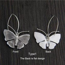 Real Pure 100% 925 Sterling Silver Exaggerated Large Butterfly Drop Earrings For - £36.25 GBP