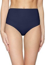 Anne Cole High Waist to Fold Over Shirred Swim Bikini Bottom Navy ( M ) - £39.54 GBP