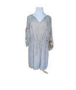 ANTHROPOLOGIE Feather Bone Lindsey Striped Embroidered Shift Dress Small... - $343.07 MXN