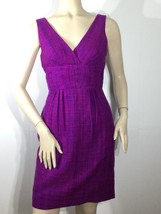 TRINA TURK 100% Silk Purple/Pink Woven Boucle Sleeveless V-neck Dress (Size 2) - £47.14 GBP