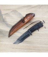 VG-10 DAMASCUS FIXED BLADE VG10 HUNTING KNIFE HANDCRAFTED BLACK HAMMERED PATTERN - $123.75