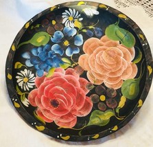 Vintage Batea Dish Hand Carved Painted Wood  Toleware Mexican Plate 13” - £31.29 GBP