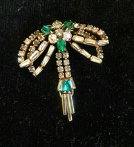 Phyllis Dragonfly Pin Pendant 1/20-12k Clear Blue/emerald color rhinestones 1950 - £98.36 GBP
