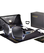 Women Oversize Sunglasses Square Frame Clover Design Polarized Glasses S... - $31.41 CAD