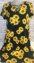 Women&#39;s 7th Ray Black Sunflower Stretch Dress (See Measurements) Pockets - $14.84