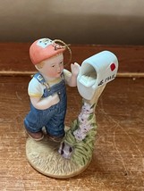 Young Farmer Boy Going to Mail Box Porcelain Christmas Tree Ornament  - 3.25 in - $11.29