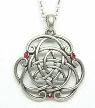 MYSTICA ACCESSORY CELTIC THREE GEMS CLUB ALLOY NECKLACE LED FREE METAL - $17.99