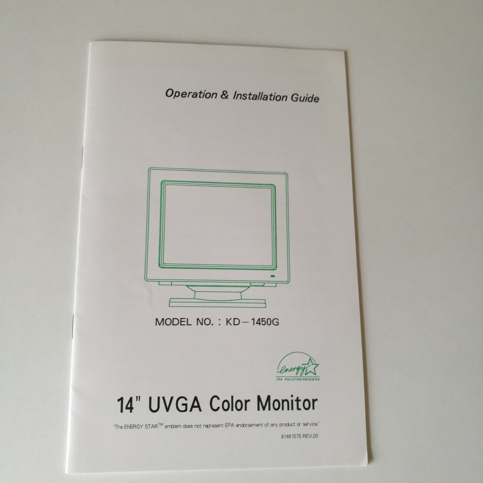 KD-1450G 14&quot; UVGA Color Monitor Operation &amp; User Guide - $5.00
