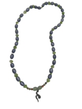 Colorful Beaded Necklace with World Charm Silver Tone Snake Serpent Charm  - £7.90 GBP