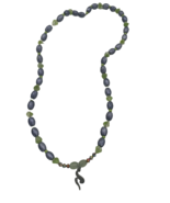 Colorful Beaded Necklace with World Charm Silver Tone Snake Serpent Charm  - £7.78 GBP