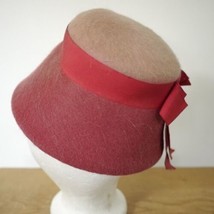 Vintage Pink 100% Felt Mohair Grosgrain Ribbon Wedding Church Cloche Hat S - £29.23 GBP