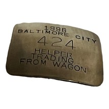 Vtg 1996 Baltimore City Helper Trading From Wagon Badge #424 Silver In Color Pin - £22.05 GBP