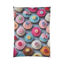 Crochet Cupcake Treat Frosted Cake Dessert Bakery Design - Bed Comforter - £102.52 GBP+