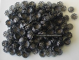 500 Gunmetal Black Pl metal 10mm filigree bead caps Victorian des caps F... - £7.72 GBP