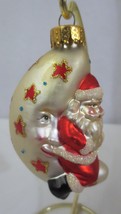 Unique Treasure Hand Crafted Glass Ornament  Santa Sitting Resting on Moon - £11.99 GBP