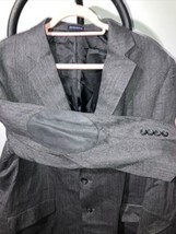 Stafford Coat 46R Black Gray Herringbone Tweed Blazer Jacket Vented Elbow Patch - £22.45 GBP