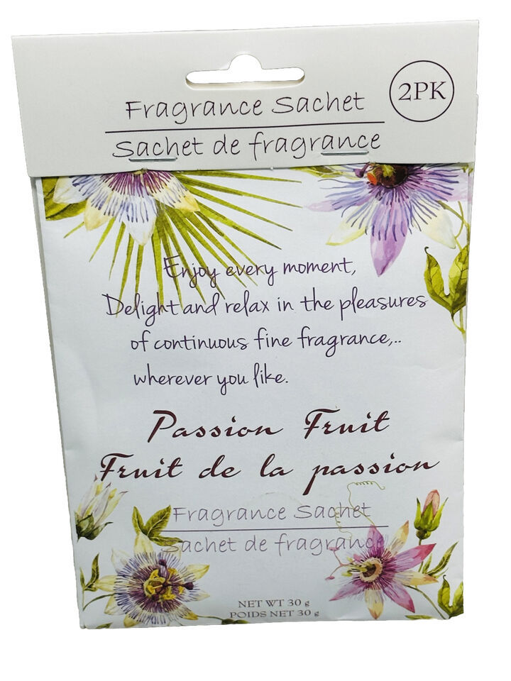 Fragance Sachet 2 Pk Passion Fruit Bath/Trash/Close Each Packet Net Wt 30 g