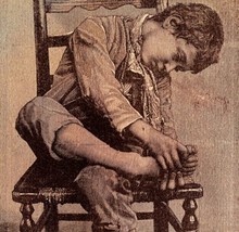 Boy With An Injured Foot 1892 Victorian Art Woodcut Printing Ephemera DW... - £23.64 GBP